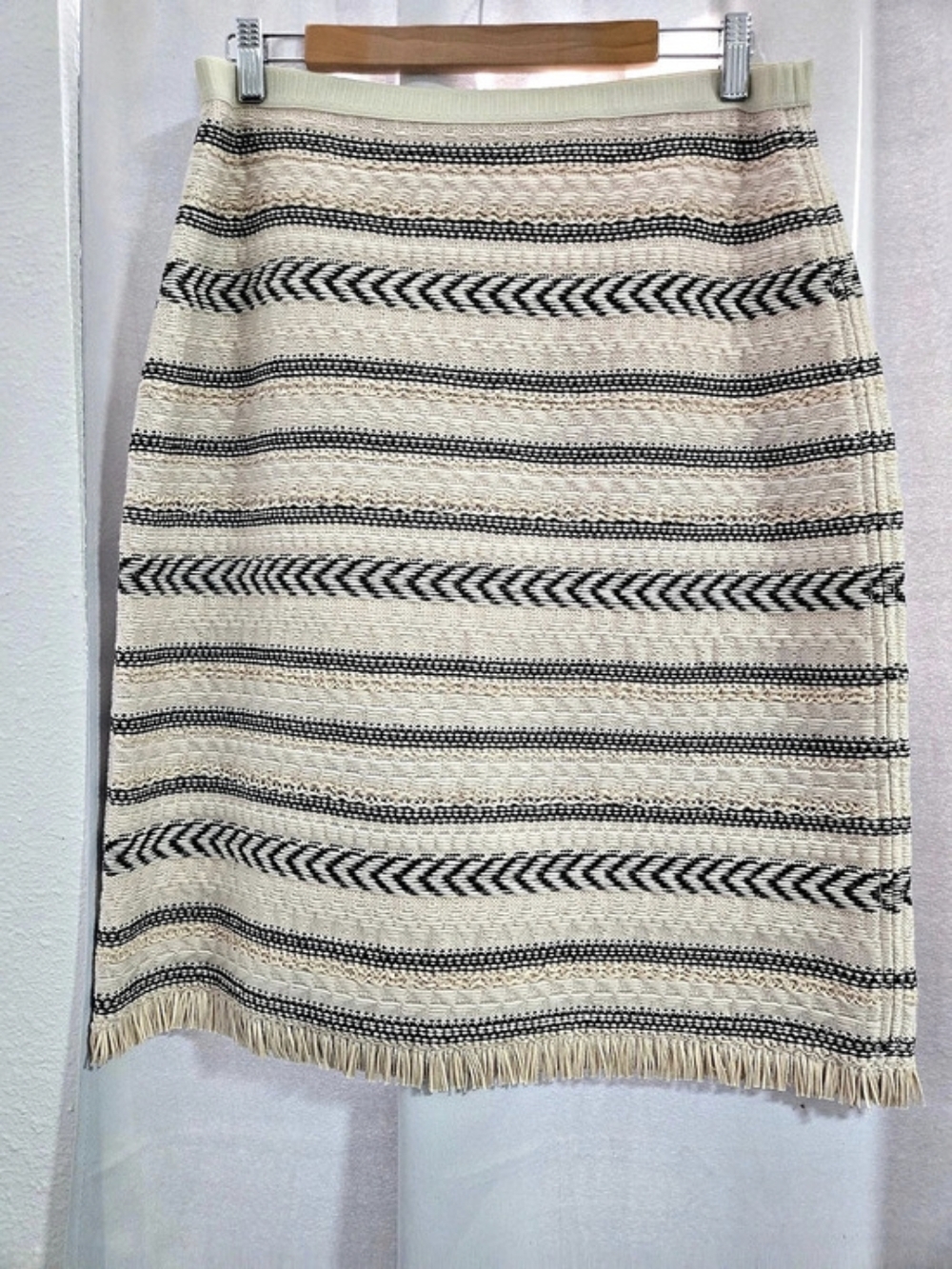Tory Burch Women's Geometric Wool Blend Midi Skirt Size XL NWT